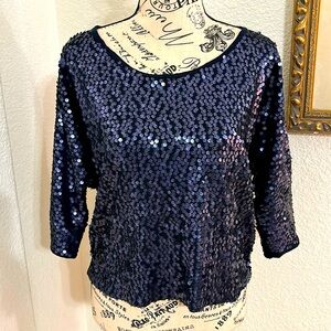 Forever 21 Navy Sequined Blouse